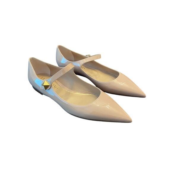 Valentino Garavani Patent Leather Pointed Toe Ballet Flats Ballerina IVORY 7/37 - Picture 2 of 13